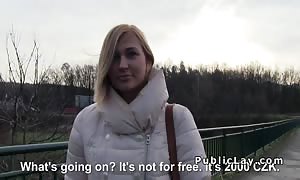 Czech college coed
 pays blonde for public sex