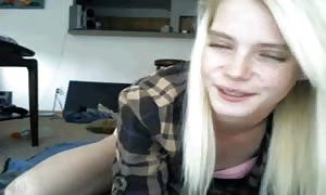 thin blonde teenager
 on webcam