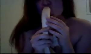 Cubby French Canadian woman play with banana