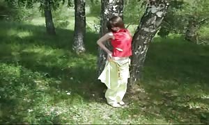 Crazy-minded Russian hottie
 is deepthroating my manhood right in the woods