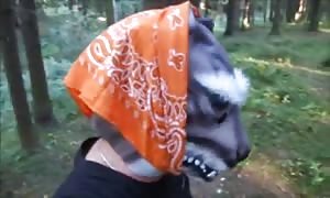 amazingly hot
 masked lady is deep-throating my shaft in the forest