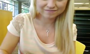new cummer blonde
 jerks off and squirts in the library WF