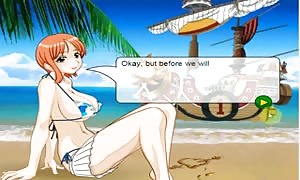 Nami deepthroating and pounding on boat (One Piece)