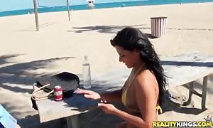 most competitive beach seduction of hot ass Adriana Leigh!