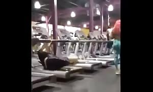 humorous Treadmill Fail for a turned on Pawg in the Gym