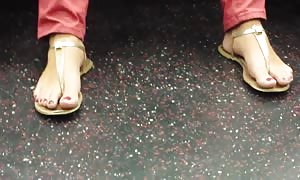 Candid feet on train